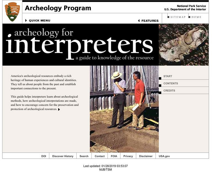 National Park Service: Archaeology for Interpreters Website National Park Service: Archaeology for Interpreters Website