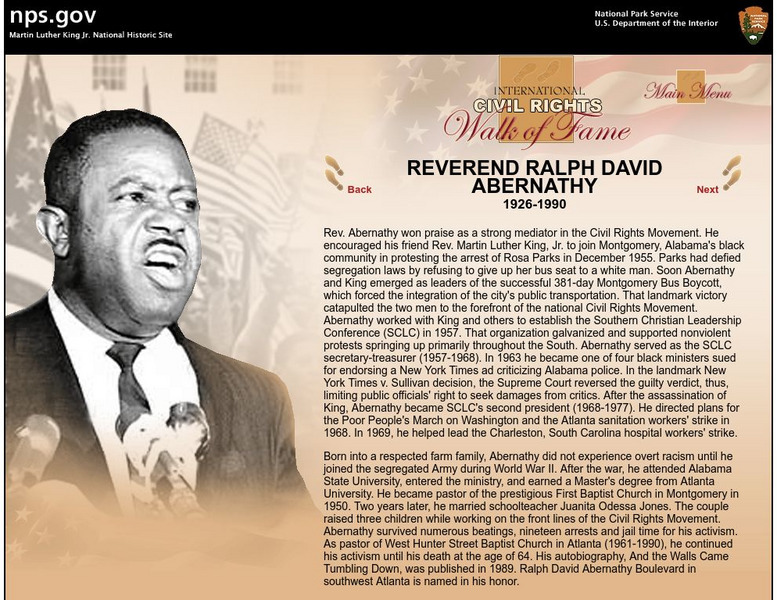 National Park Service: International Civil Rights Walk of Fame: Ralph Abernathy Website National Park Service: International Civil Rights Walk of Fame: Ralph Abernathy Website