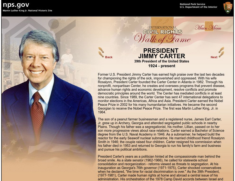 National Park Service: International Civil Rights Walk of Fame: Jimmy Carter Website National Park Service: International Civil Rights Walk of Fame: Jimmy Carter Website