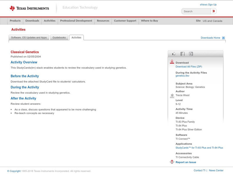 Texas Instruments: Classical Genetics Activity