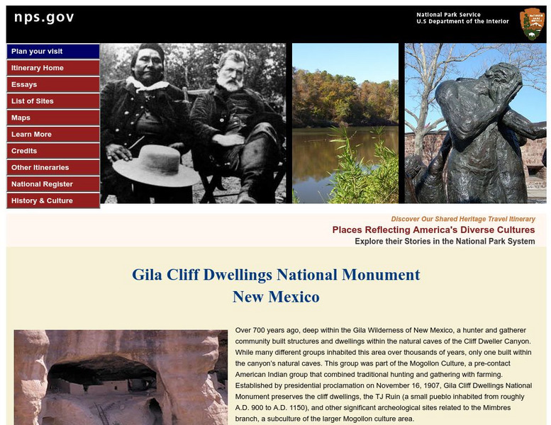 National Park Service: Gila Cliff Dwellings National Monument Handout National Park Service: Gila Cliff Dwellings National Monument Handout