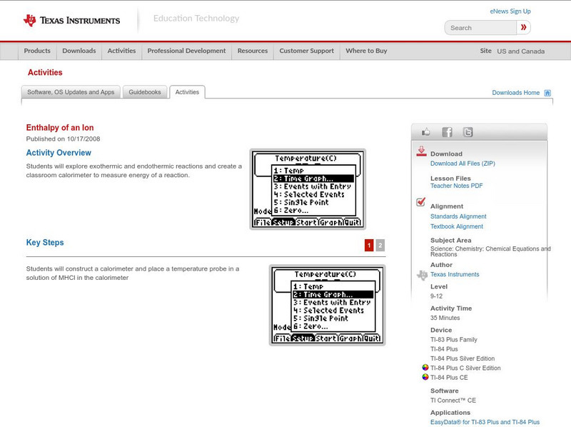 Texas Instruments: Enthalpy of an Ion Activity Texas Instruments: Enthalpy of an Ion Activity