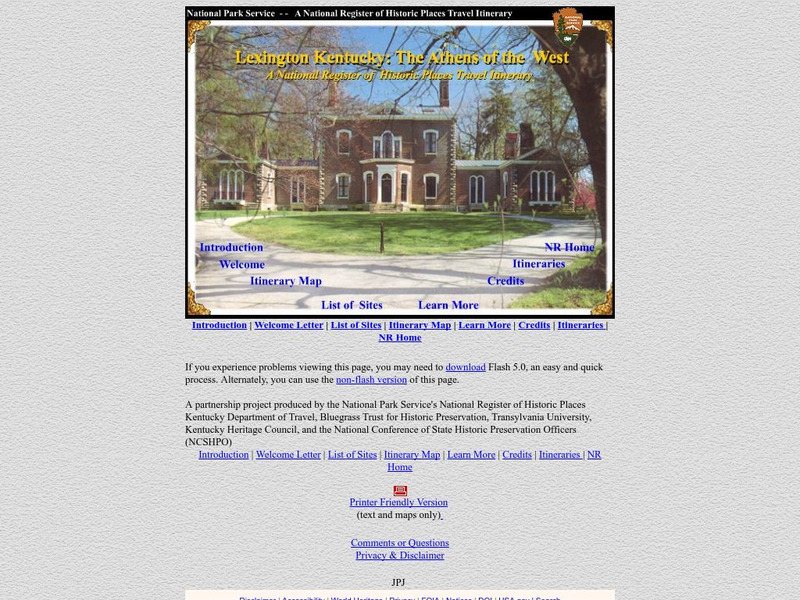 National Park Service: Lexington Kentucky: Discover Our Shared Heritage Website National Park Service: Lexington Kentucky: Discover Our Shared Heritage Website