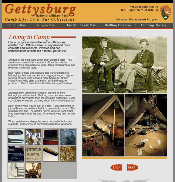 National Park Service: Gettysburg National Military Park: Camp Life Website National Park Service: Gettysburg National Military Park: Camp Life Website
