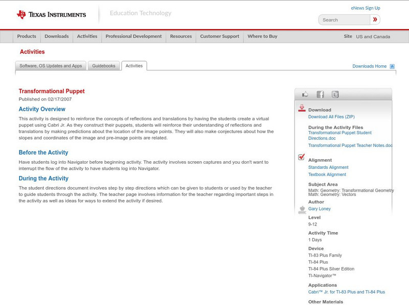 Texas Instruments: Transformational Puppet Activity