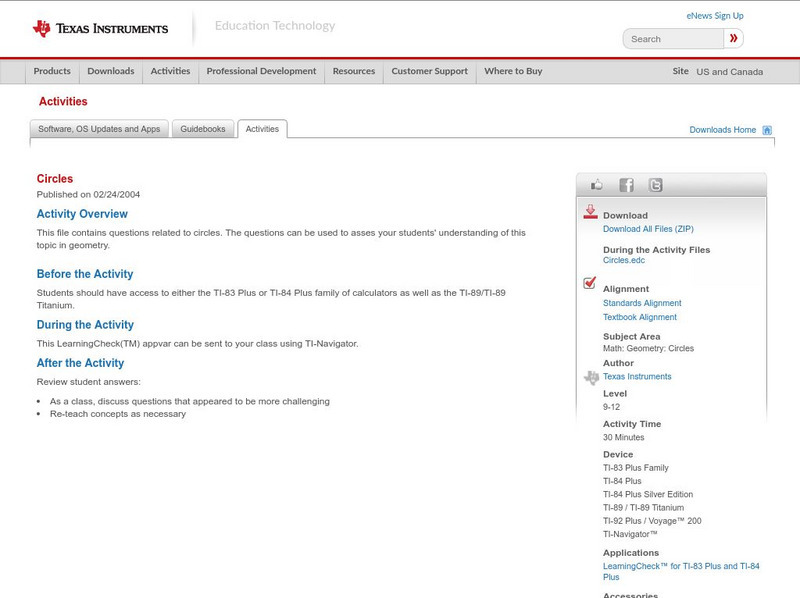 Texas Instruments: Circles Activity