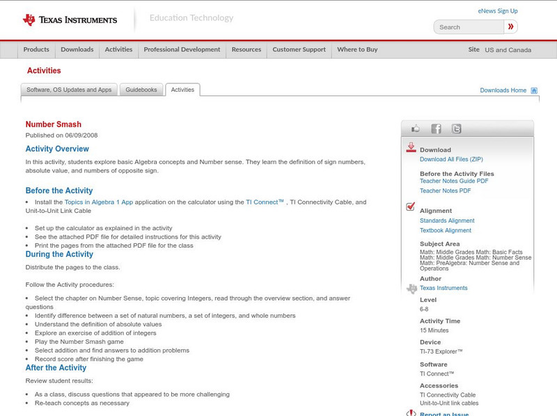 Texas Instruments: Number Smash Activity Texas Instruments: Number Smash Activity