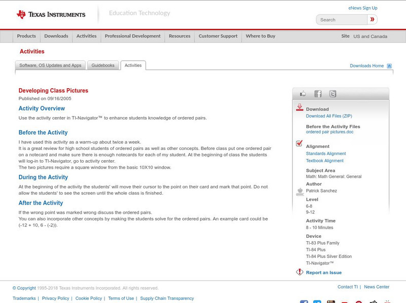 Texas Instruments: Developing Class Pictures Activity