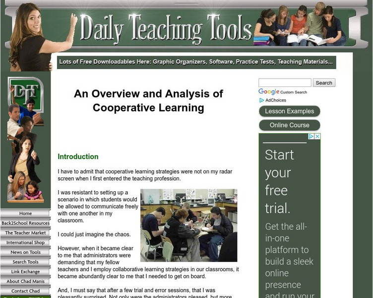Daily Teaching Tools: An Overview and Analysis of Cooperative Learning Professional Doc Daily Teaching Tools: An Overview and Analysis of Cooperative Learning Professional Doc