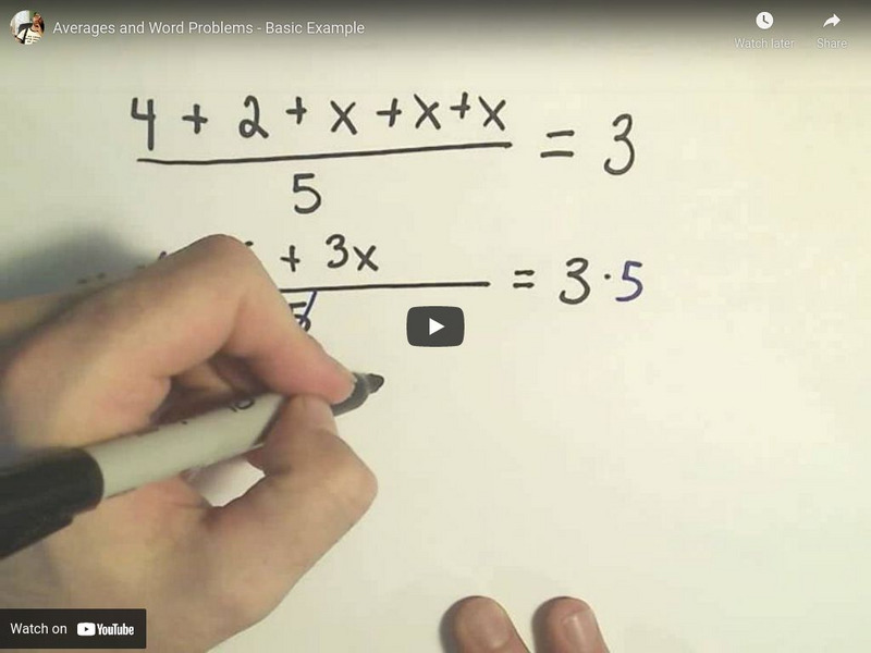 Patrick Jmt: Averages and Word Problems Basic Example Instructional Video