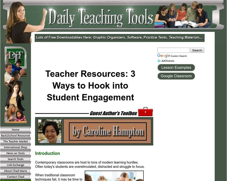 Daily Teaching Tools: 3 Ways to Hook Into Student Engagement Professional Doc Daily Teaching Tools: 3 Ways to Hook Into Student Engagement Professional Doc