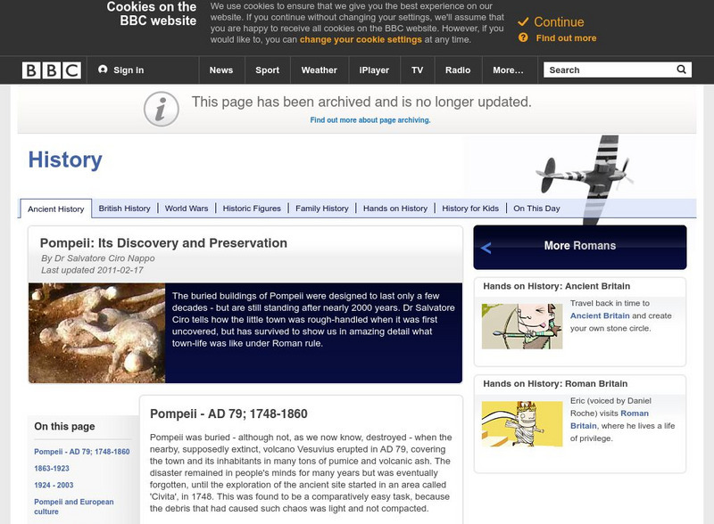 Bbc: Pompeii: Its Discovery and Preservation Website