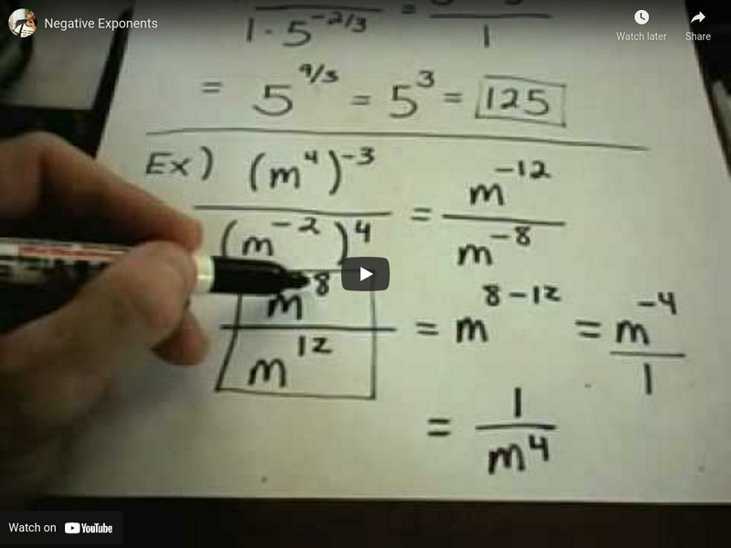 Patrick Jmt: Exponents: Negative Exponents Instructional Video Patrick Jmt: Exponents: Negative Exponents Instructional Video
