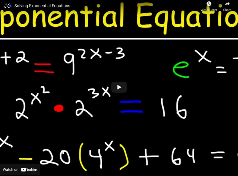 The Organic Chemistry Tutor: Solving Exponential Equations Instructional Video The Organic Chemistry Tutor: Solving Exponential Equations Instructional Video