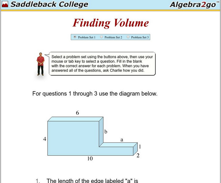 Algebra2go: Finding Volume Problem Sets Unit Plan