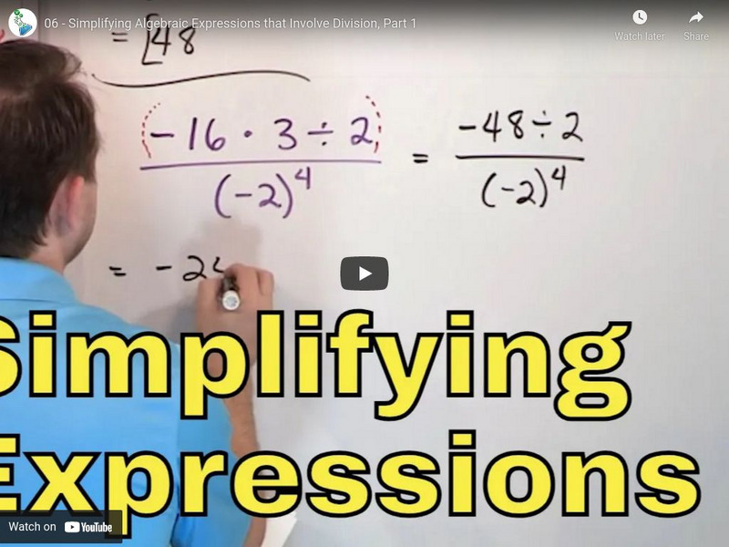 Math Tutor Dvd: Simplifying Algebraic Expressions That Involve Division, Part 1 Instructional Video Math Tutor Dvd: Simplifying Algebraic Expressions That Involve Division, Part 1 Instructional Video