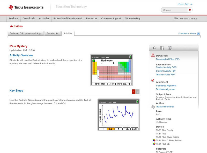 Texas Instruments: It's a Mystery Activity Texas Instruments: It's a Mystery Activity