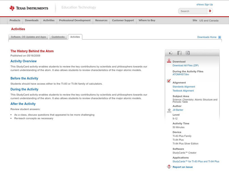 Texas Instruments: The History Behind the Atom Activity Texas Instruments: The History Behind the Atom Activity