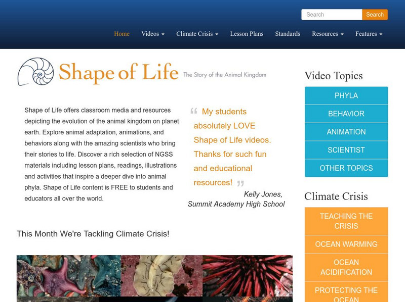 Shape of Life: The Story of the Animal Kingdom Website Shape of Life: The Story of the Animal Kingdom Website