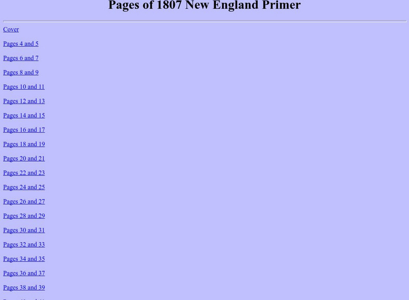 History 341: Colonial America: 1807 Copy of a New England Primer Primary
