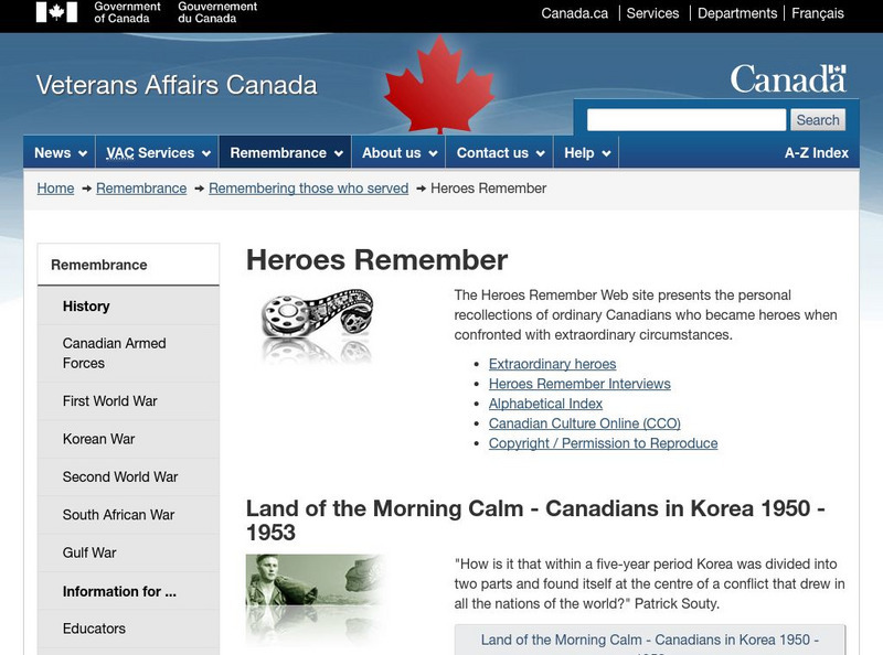 Veterans Affairs Canada: Heroes Remember Interview Website Veterans Affairs Canada: Heroes Remember Interview Website
