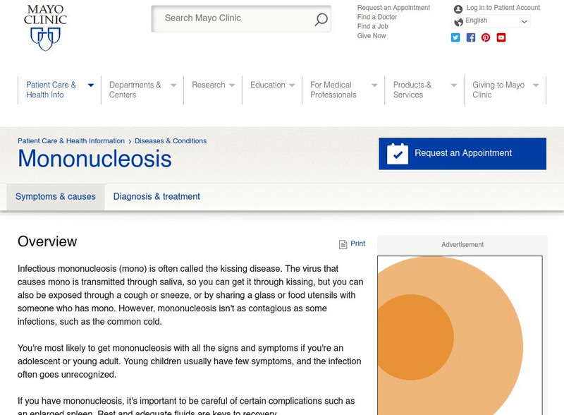 Mayo Clinic: Mononucleosis Website Mayo Clinic: Mononucleosis Website