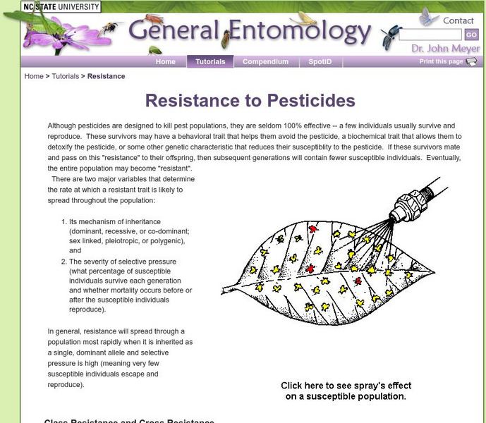 North Carolina State University: Resistance to Pesticides Handout North Carolina State University: Resistance to Pesticides Handout