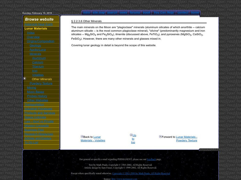 Permanent: Lunar Materials: Other Minerals Website