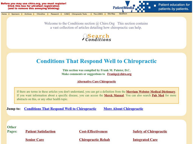 Chiropractic Research Results for Different Conditions Website Chiropractic Research Results for Different Conditions Website