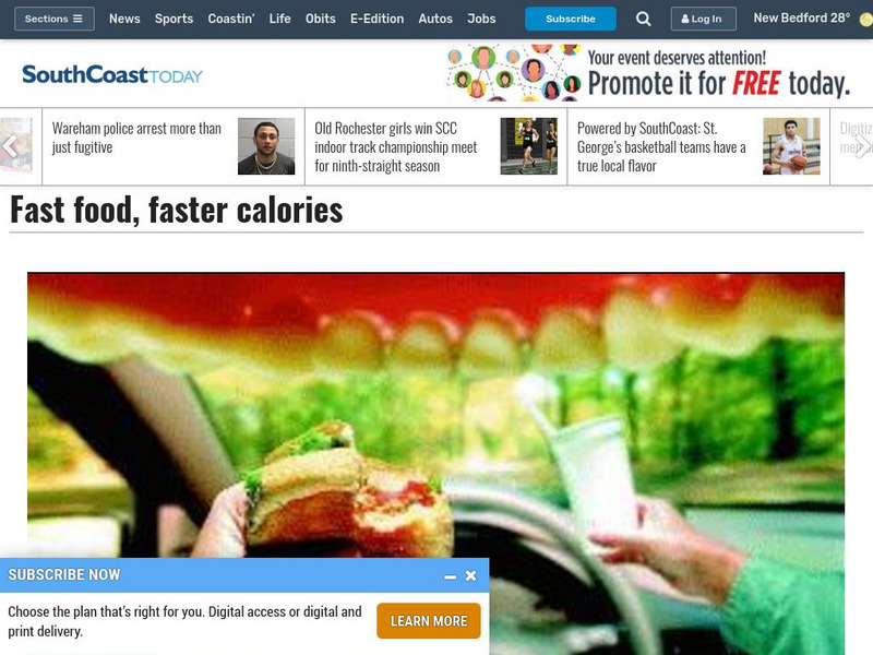South Coast Today: Fast Food, Faster Calories Article South Coast Today: Fast Food, Faster Calories Article