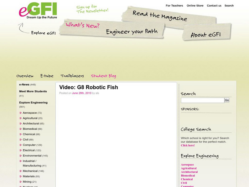 E Gfi: G8 Robotic Fish Instructional Video E Gfi: G8 Robotic Fish Instructional Video