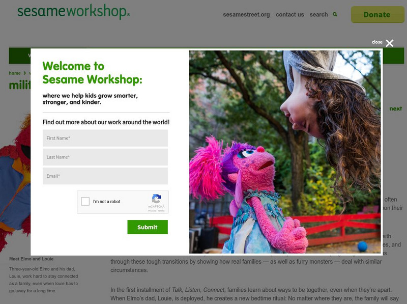 Sesame Workshop: Talk, Listen, Connect, Military Families Website Sesame Workshop: Talk, Listen, Connect, Military Families Website