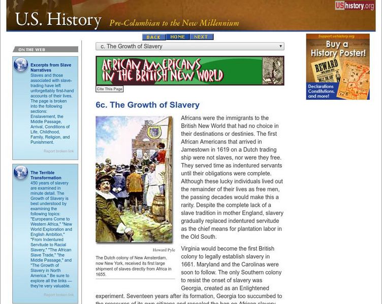 U.s. History: African Americans in the British New World: The Growth of Slavery Website U.s. History: African Americans in the British New World: The Growth of Slavery Website
