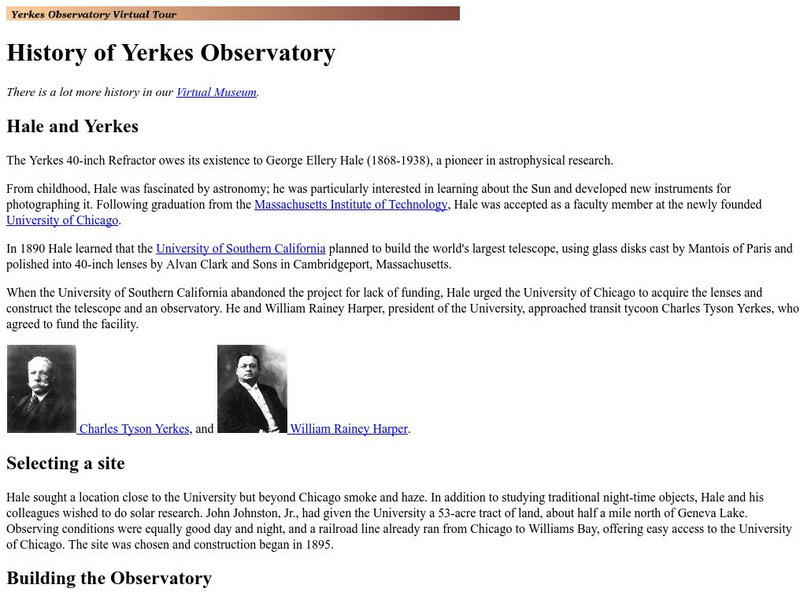 University of Chicago: History of Yerkes Observatory Handout University of Chicago: History of Yerkes Observatory Handout