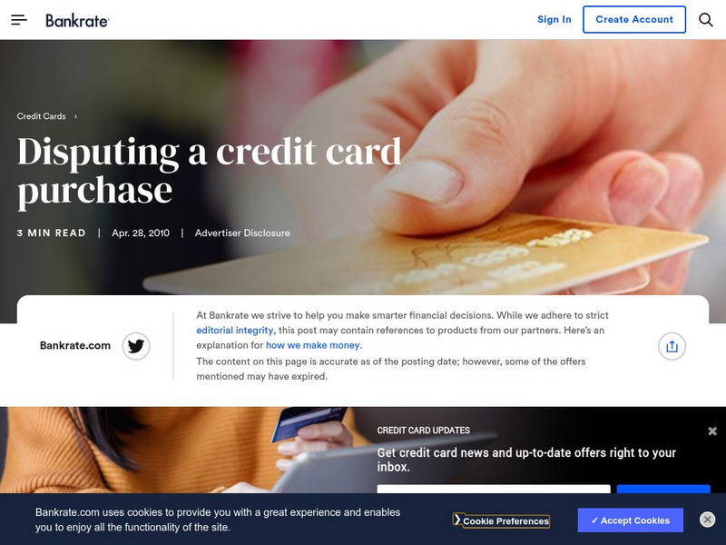 Bankrate: Disputing a Credit Card Purchase Website Bankrate: Disputing a Credit Card Purchase Website