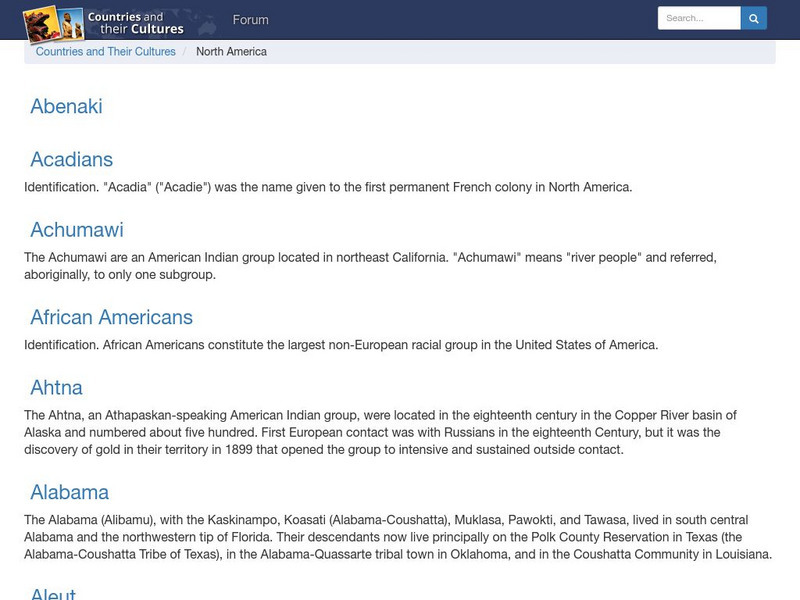 Countries and Their Cultures: North America Handout Countries and Their Cultures: North America Handout