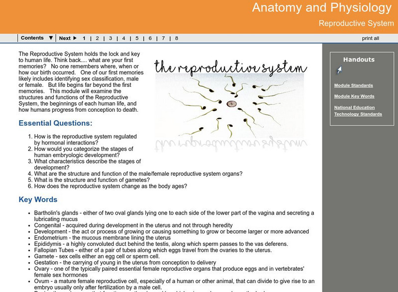 Ga Virtual Learning: Anatomy and Physiology: Reproductive System Unit Plan Ga Virtual Learning: Anatomy and Physiology: Reproductive System Unit Plan