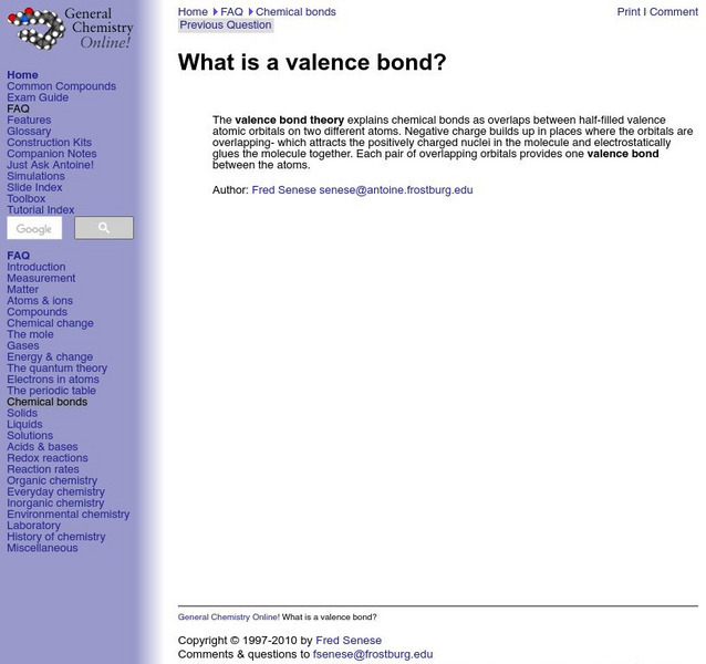 General Chemistry Online: What Is a Valence Bond? eBook