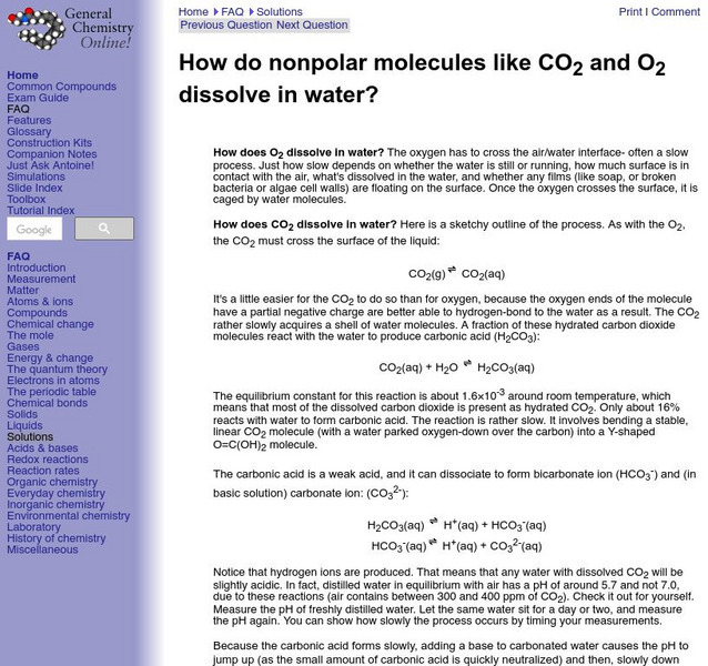 University of Frostburg: How Nonpolar Molecules Dissolve Website University of Frostburg: How Nonpolar Molecules Dissolve Website