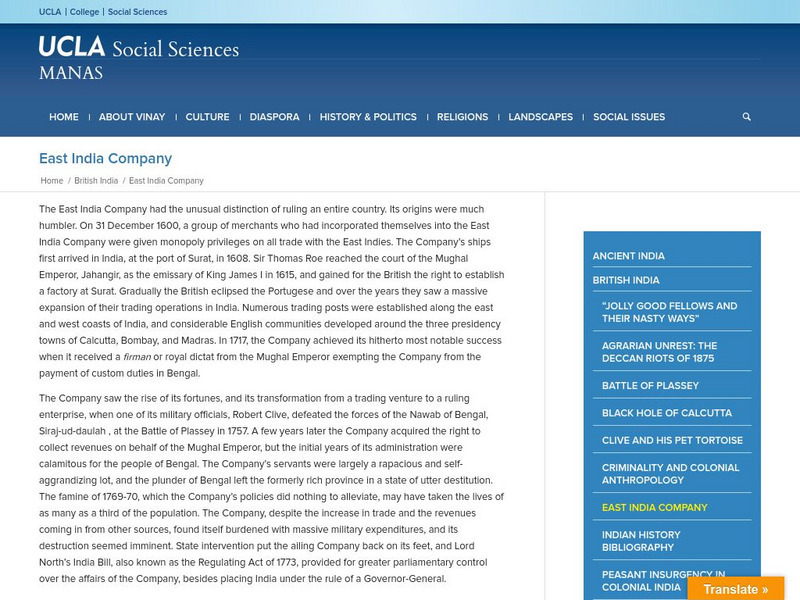 Ucla: Manas: The British East India Company Website Ucla: Manas: The British East India Company Website