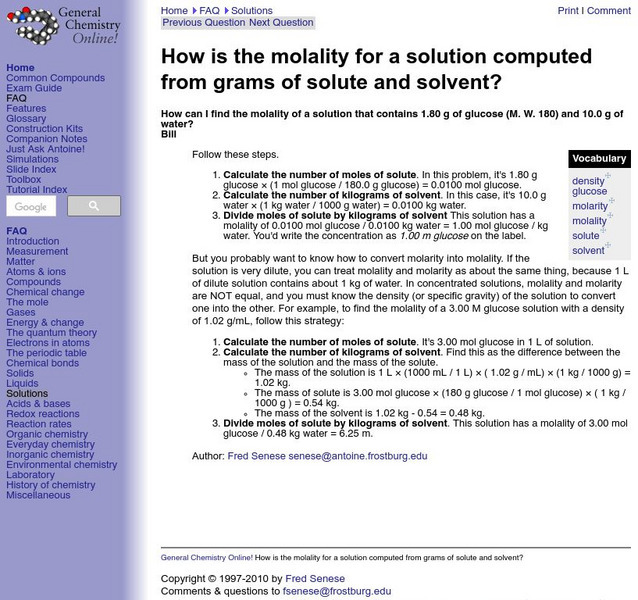 Frostburg State University: General Chemistry Online Website Frostburg State University: General Chemistry Online Website