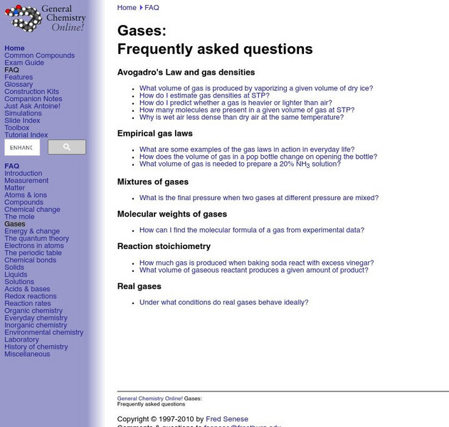 General Chemistry Online: Gases Faq Handout General Chemistry Online: Gases Faq Handout