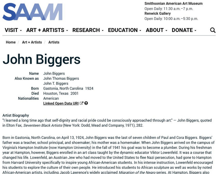 Smithsonian American Art Museum: John Biggers Handout Smithsonian American Art Museum: John Biggers Handout