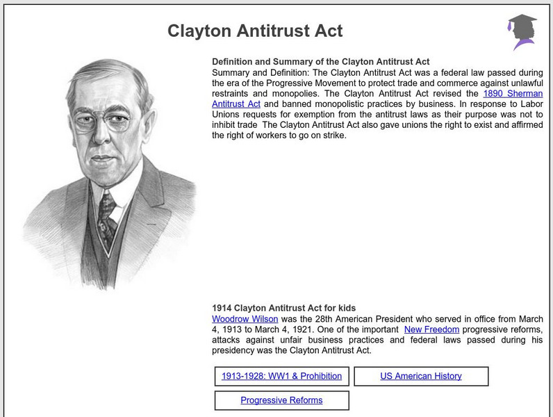 Siteseen: American Historama: Clayton Antitrust Act Website Siteseen: American Historama: Clayton Antitrust Act Website