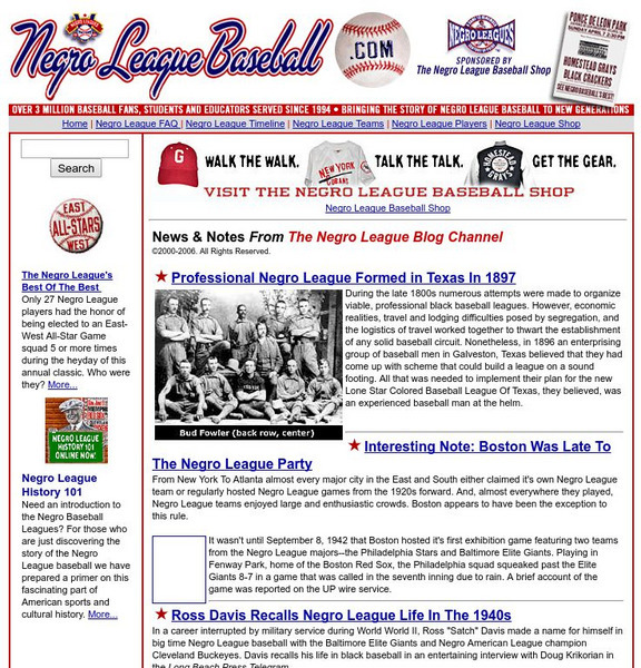 Negro League Baseball Website Negro League Baseball Website