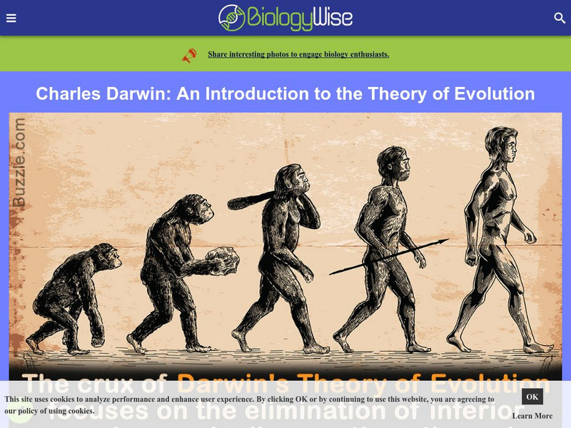 Biology Wise: Charles Darwin: Introduction to the Theory of Evolution Handout Biology Wise: Charles Darwin: Introduction to the Theory of Evolution Handout