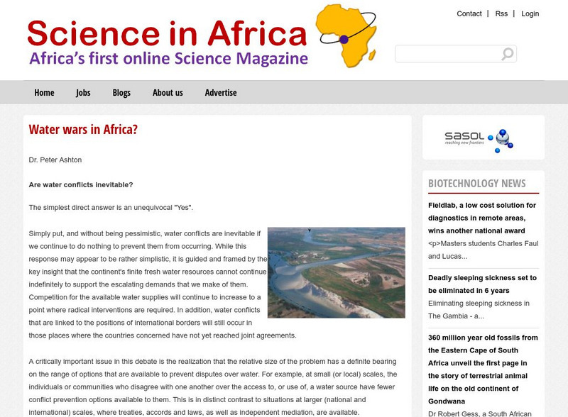 Water Wars in Africa? Article Water Wars in Africa? Article