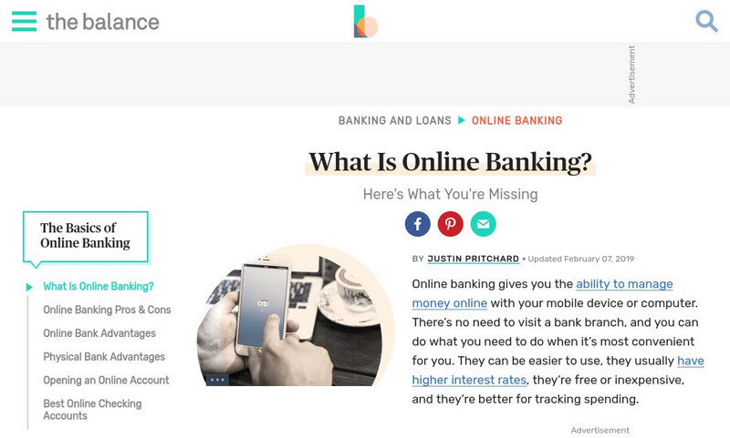 The Balance: The Pros and Cons of Online Banking Article The Balance: The Pros and Cons of Online Banking Article