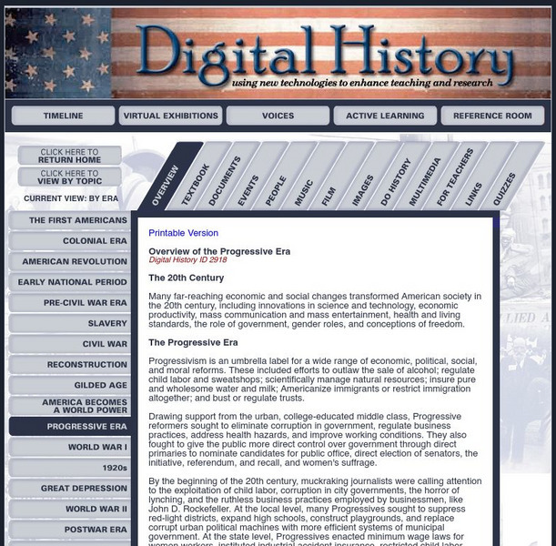 Digital History: The Progressive Era Website Digital History: The Progressive Era Website
