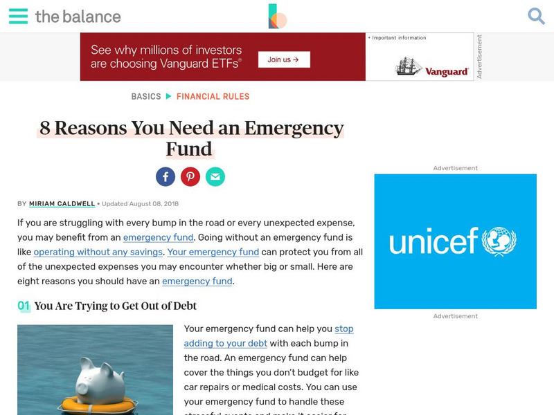 The Balance: 8 Reasons You Need an Emergency Fund Article The Balance: 8 Reasons You Need an Emergency Fund Article